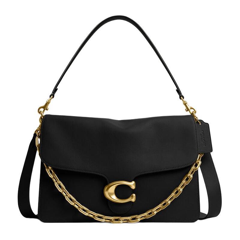 COACH ChainTabby 35 Branded Gold Chain Leather Shoulder Bag Large Women's Black