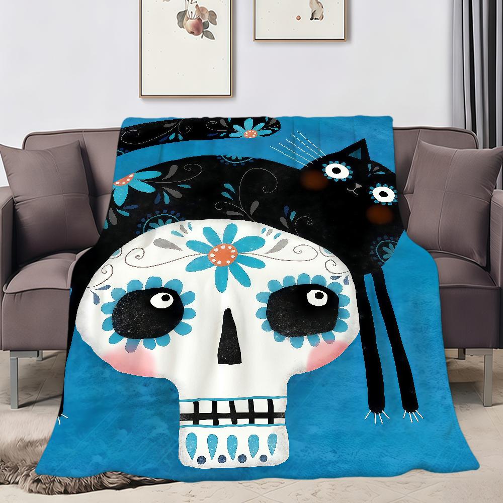 Kitten Pumpkin Art Cat Skull Blanket Flannel soft warm plush blanket sofa living room pet hogar bedroom gift home Car portable