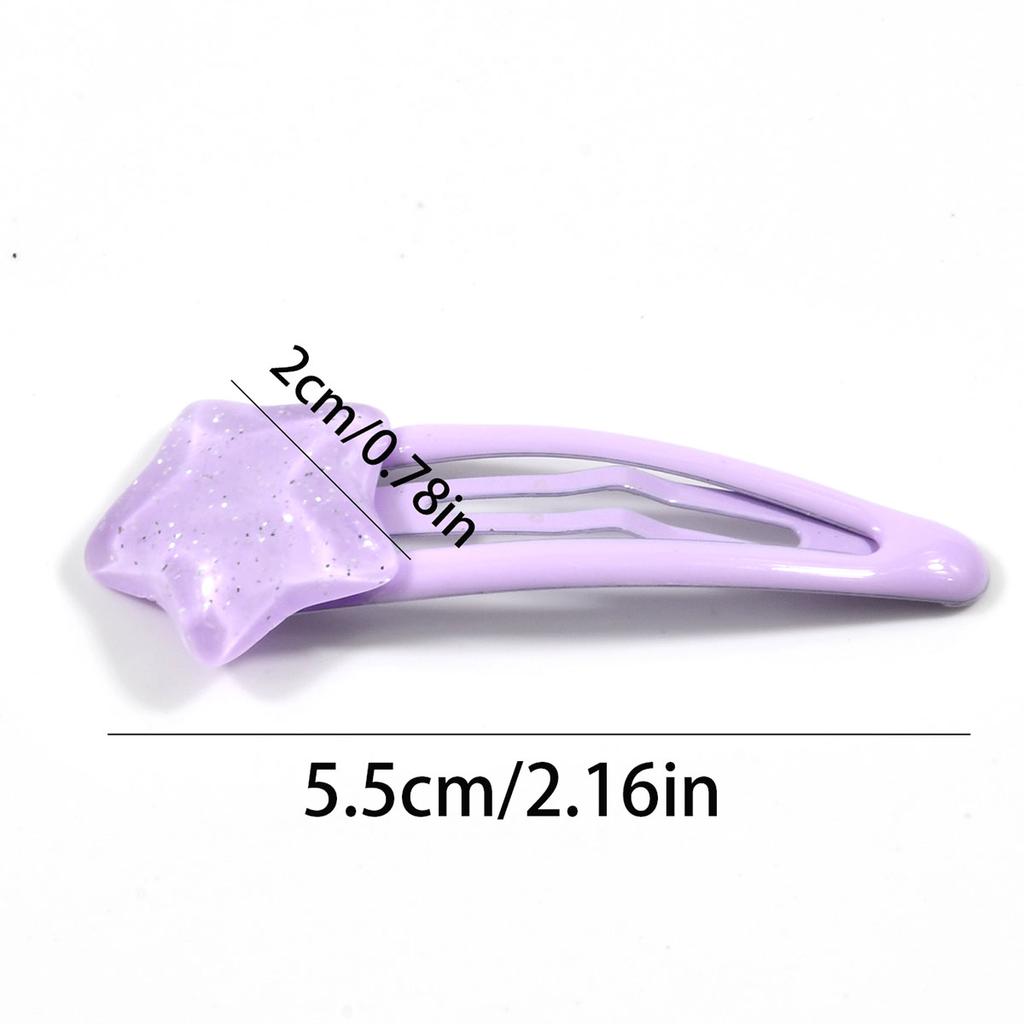 3Pcs Cute Star Shape Hair Clips For Women Candy Color Bang Side Snap Clip Fine Lightning Girls Hair Accessories For Daily Use