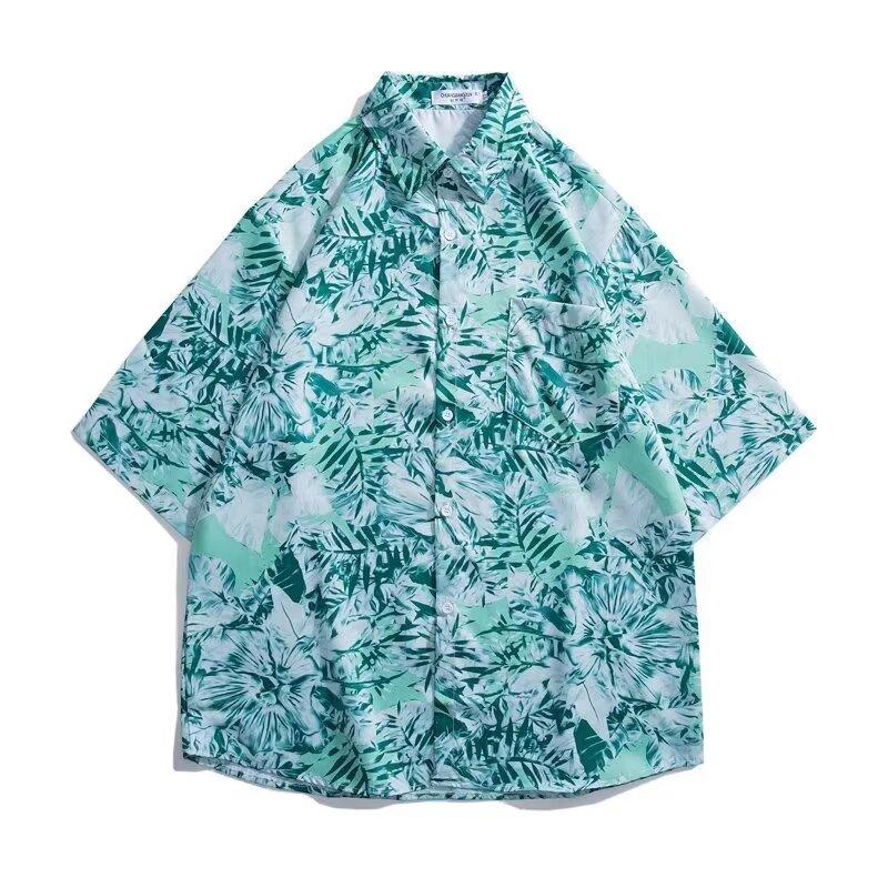 Мужская рубашка в стиле ретро, ​​мужской летний наряд, студенческий свободный крой, нишевый дизайн, повседневный мужской топ, верхняя одежда, пляжный топ