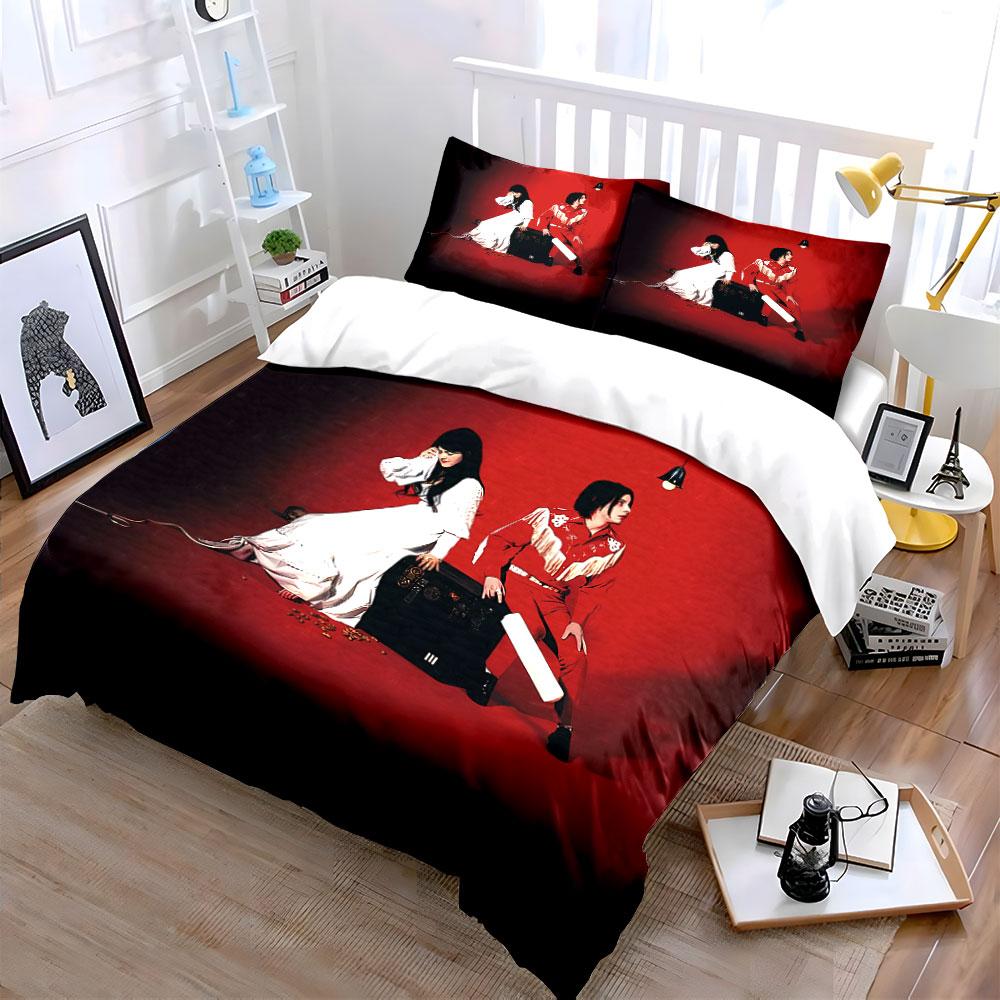 Red and White Retro Artwork Bedding Duvet Cover Set Duvet Cover Pillowcases (1*Duvet Cover 2*Pillowcases, without duvet insert)