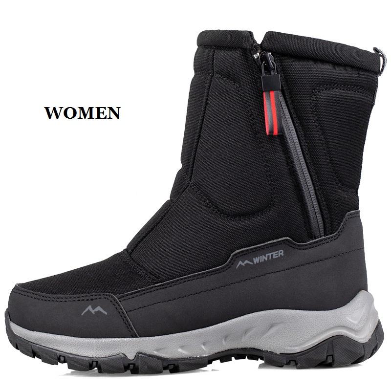 Зимние утепленные зимние сапоги, плюшевые теплые нескользящие и водонепроницаемые мужские и женские короткие хлопковые туфли на трубке