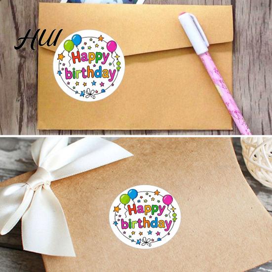 Kids Birthday Sticker Decorations 6Pcs Happy Thank You Set Cute Party Decals for Kindergarten Diary Stickers Gift Wrapping Cards Crafts Colorful