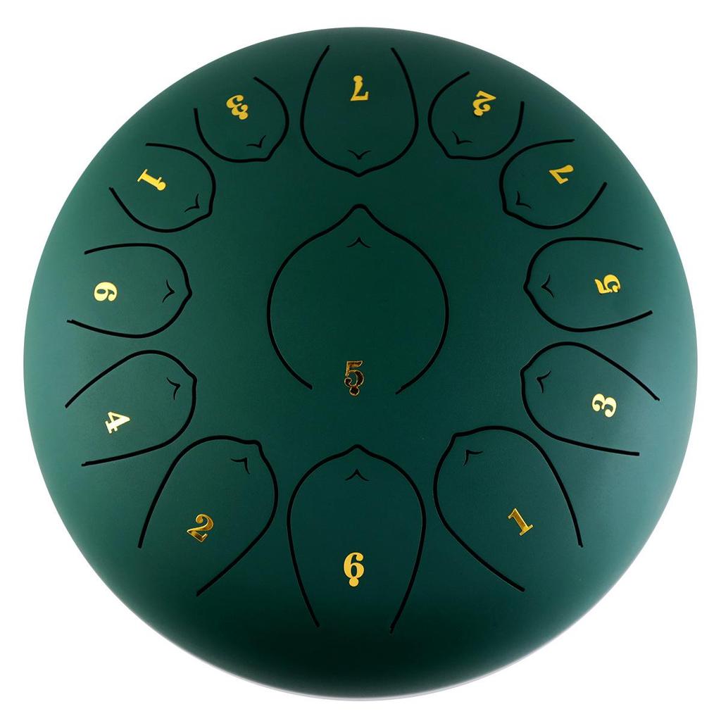 Steel Tongue Drum: 12" with 13 Sanskrit Sounds, Dust-Free, Stress-Free Design, Available In Empty Drum Color.