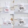 Cute Fluffy Plush Bear And White Rabbit Keychain Soft Stuffed Animal Bag Charm
