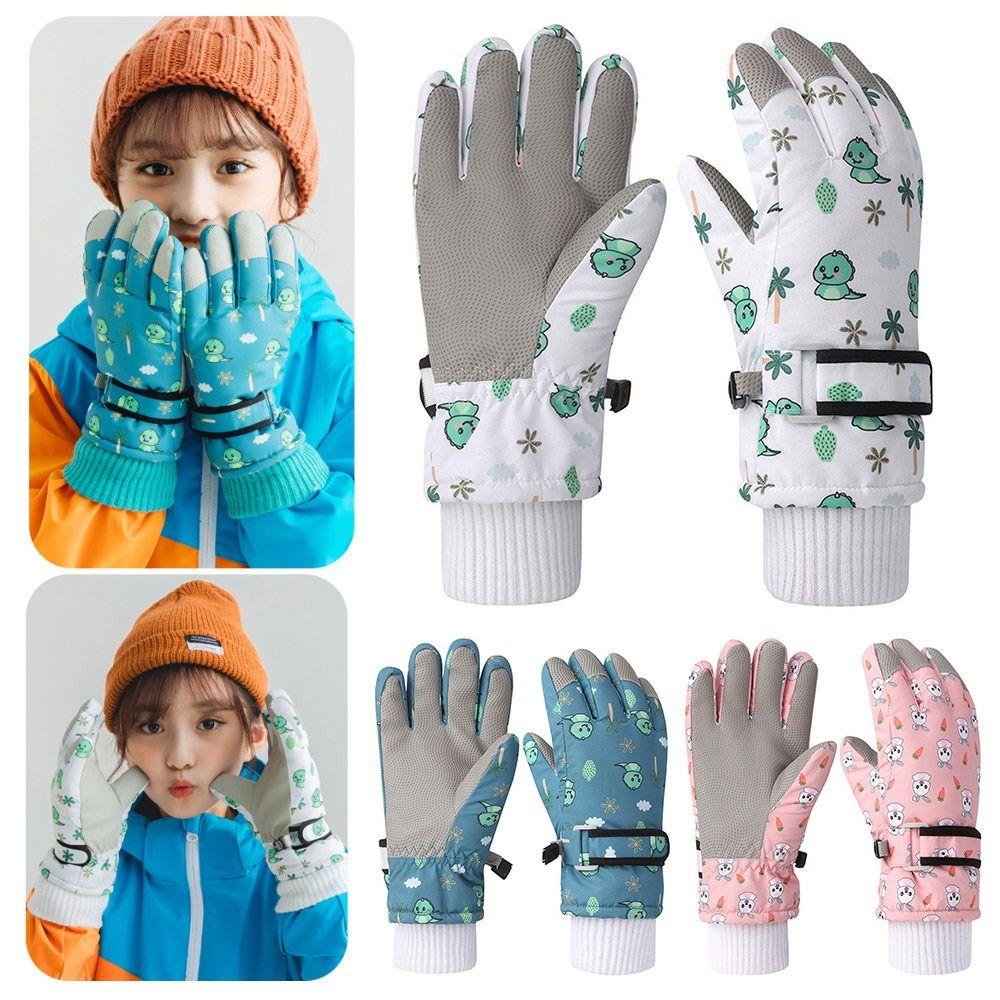 Thickened Fleece Boys Girls Gloves Waterproof Cycling Gloves 4-12Y Skiing Snow Gloves Student Kids