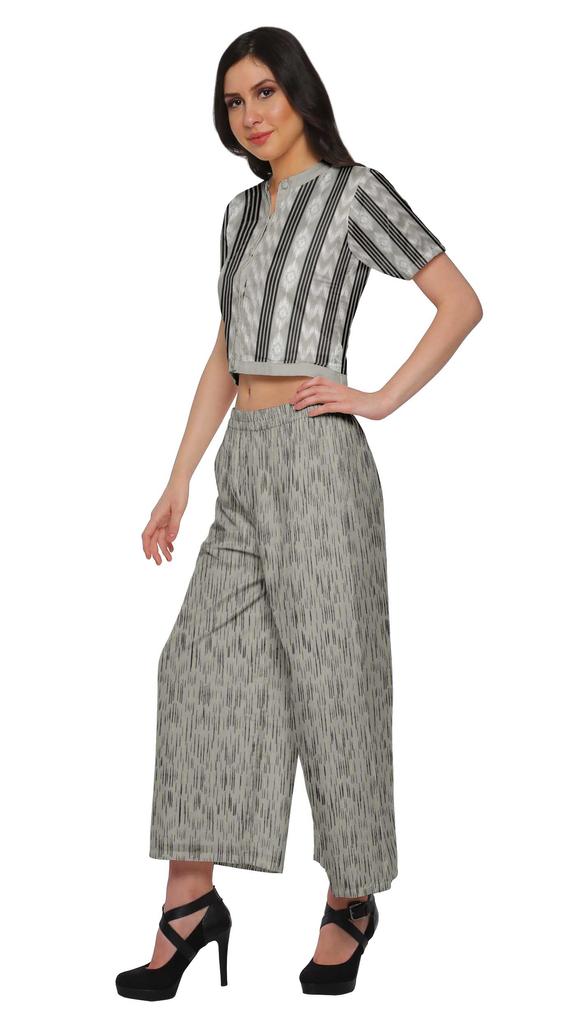 Moomaya Womena    S Crop Top Palazzo Set Printed 2 Piece Outfit Dress Ethnic