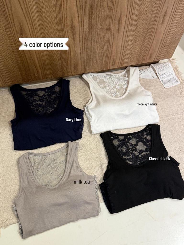 Кружевной топ-майка со встроенным бюстгальтером для женщин