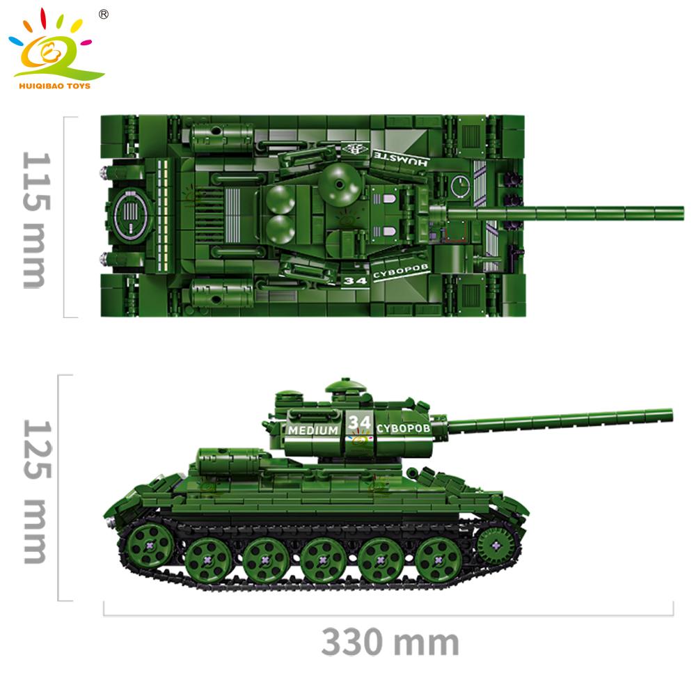 Нетоксичный набор строительных блоков Военный танк Т-34 времен Второй мировой войны для детей Армейское оружие Автомобиль Грузовик Кирпичики Игрушка Город Строительные Кирпичики Подарок