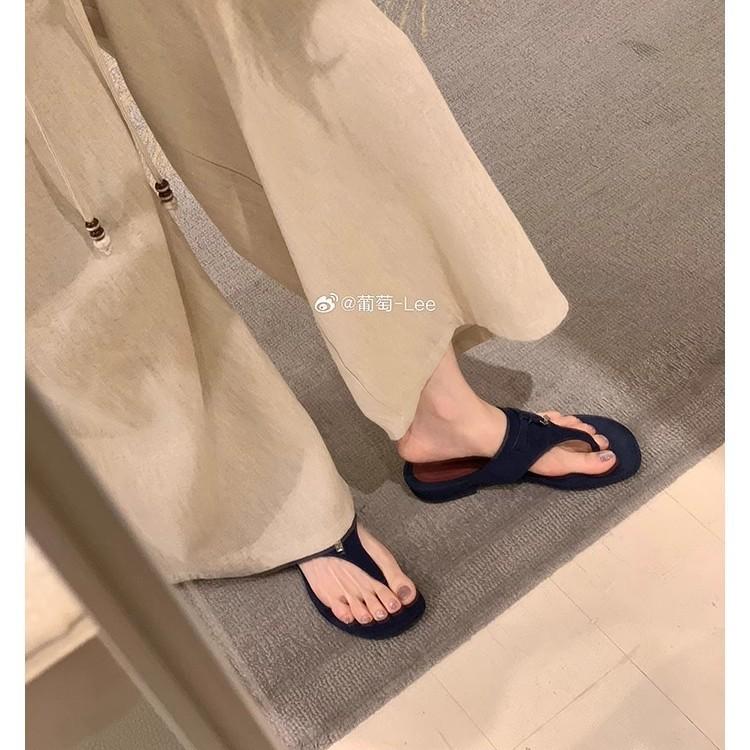 Виноградная мать тот же французский темперамент шлепанцы с перемычкой между пальцами сандалии на низком каблуке женские с круглым носком бахрома повседневные универсальные на плоской подошве шлепанцы