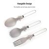 Camping Bowl and Utensil Set 3 Bowls Spoon Fork Combo Titanium Bowl with Folding Handle Ultralight Hiking Titanium