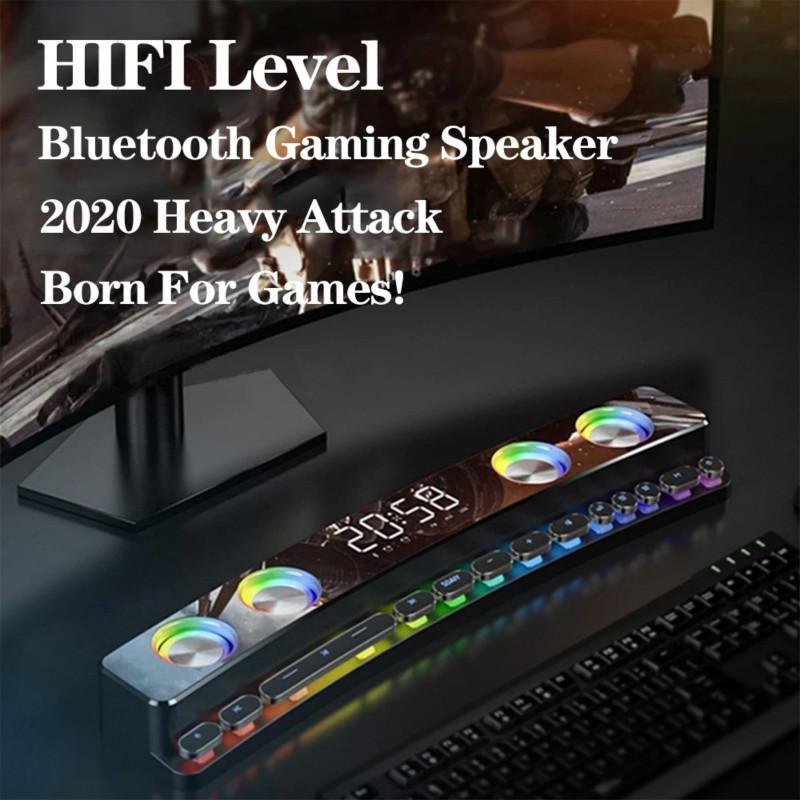 Часы Bluetooth беспроводной игровой динамик звуковая панель 3D стерео сабвуфер компьютерный громкоговоритель со световой звуковой панелью для телевизора домашний кинотеатр
