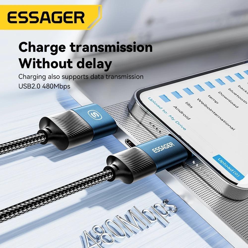 Essager 4 в 1 USB-кабель типа C, 65 Вт PD, провод для быстрой зарядки, кабель типа C-C для IPhone 15 14 13 Pro Max IPad HUAWEI Xiaomi