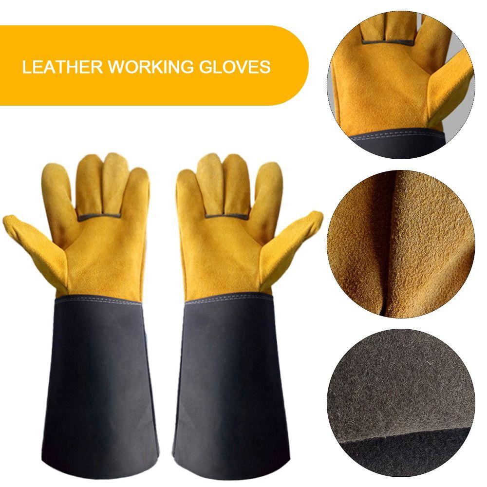 Wear-resistant Cowhide Welding Gloves Fire Protection Welder Work Gloves  Safety Protection