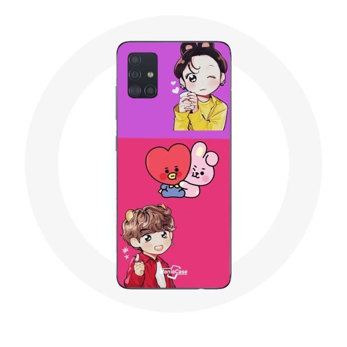Coque pour Samsung Galaxy A71 BTS BT21 Cooky Et Tata Bangtan V Et Jungkook Fanart