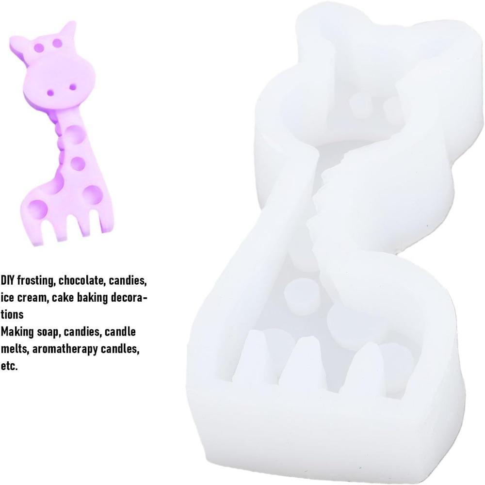 2PCS Non Stick Surface Animal Mold 3D Giraffe Shape Candle Mold Handmade Soap Candle Making