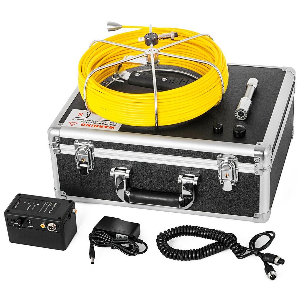 30M Sewer Inspection Video Camera 7” Monitor Pipeline Inspection Camera Drain Camera Industrial Endoscope HD DVR Recorder with 8GB Card