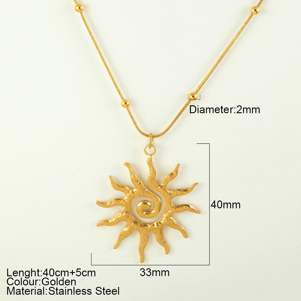 Stainless Steel Pendant Necklace for Women Spring Buckle Chain Sun Pendants Women's Stainless Steel Zircon Birthday Gift Trend