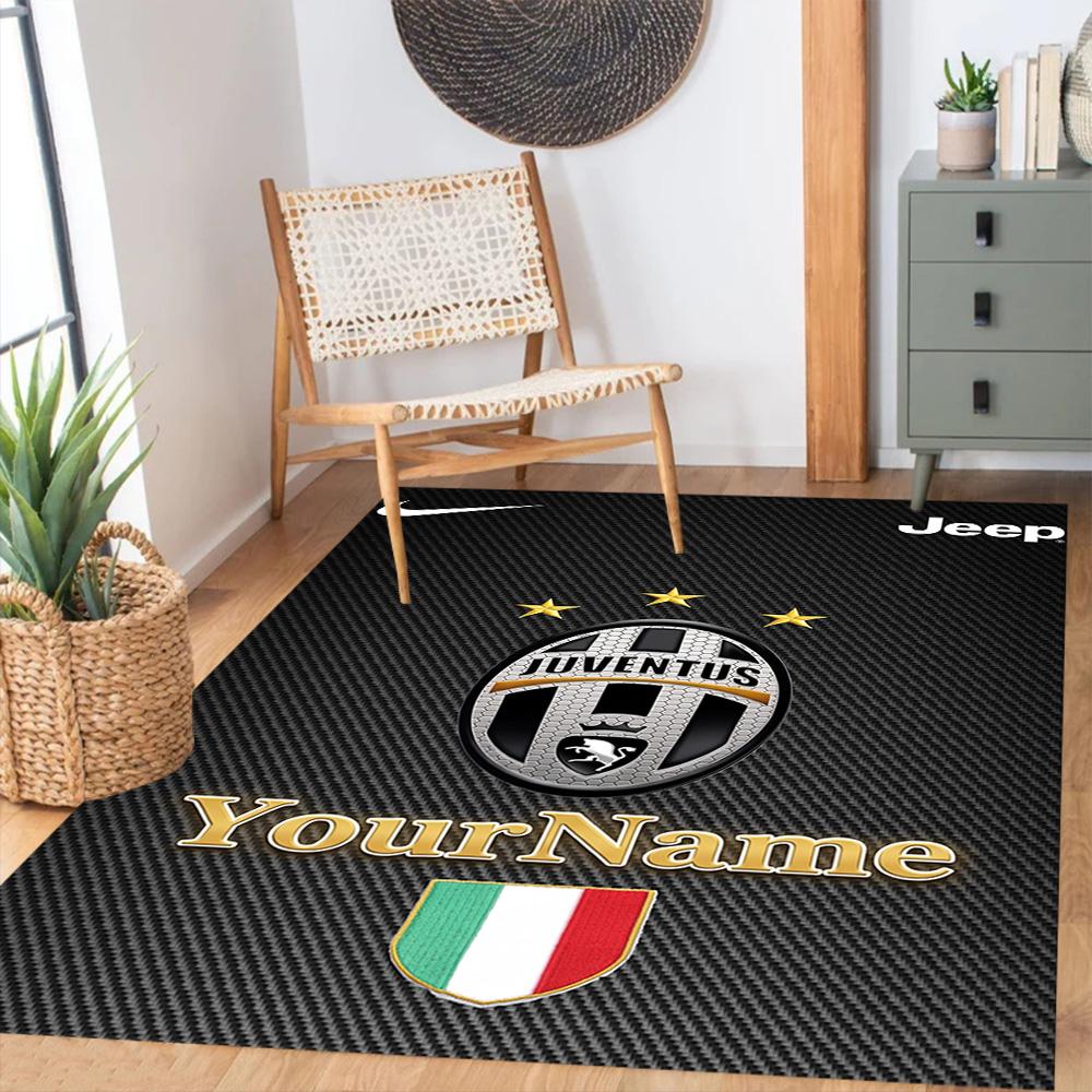 Juventus Customized Name Area Rug Design for Hallway Bedrooms Kitchen Living Rooms Antislip Carpet Decorate Offices Perfect Gift for Friends & Family