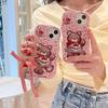 Розовый Мишка Двухслойный Дизайн Торта Чехол для iPhone для iPhone 16 Pro Max, 17, 15/14 Серия Волна