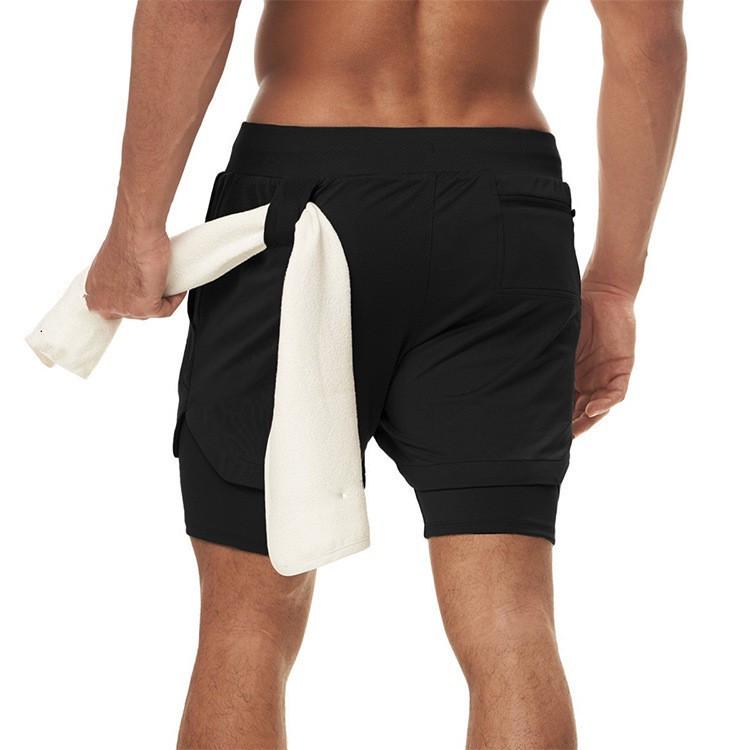 Men's Quick-Dry Double-Layer Breathable Sports Shorts for Squatting, Jogging, and Basketball