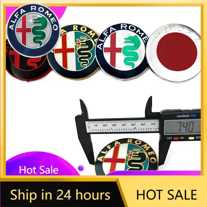 Car Stickers For Alfa Romeo 2pcs 74mm 3D Metal Alfa Romeo Sticker Car Styling Accessories For Auto Hood Front Grille Rear Trunk