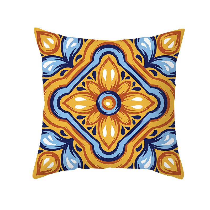 Наволочка для декоративной подушки с принтом Shopee Желтая и синяя Геометрическая В стиле середины века Ретро Абстрактная Декоративная подушка Наволочка для диванной подушки