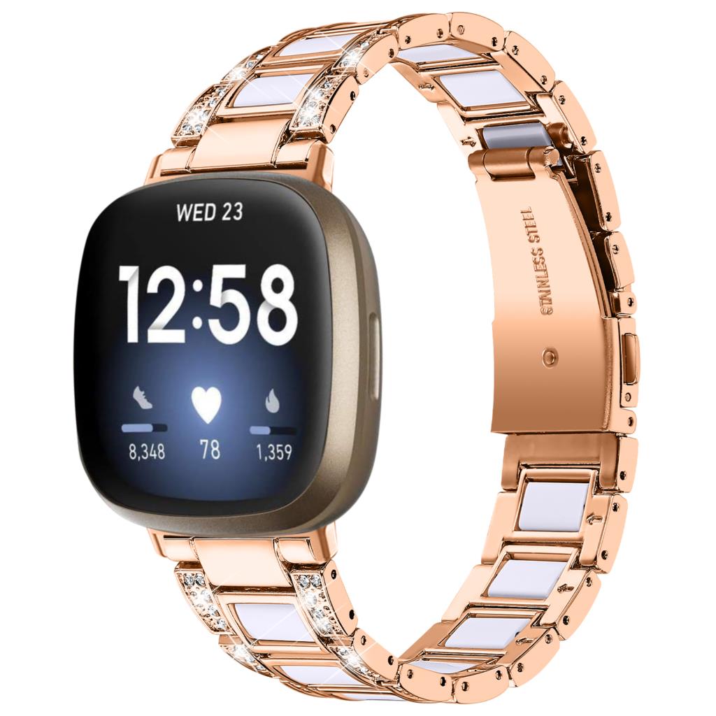 Ремешок с бриллиантами для Fitbit Versa 4 3 Sense 2, аксессуары для умных часов, металлический браслет из смолы из нержавеющей стали, ремешок Fitbit Versa 3