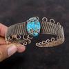 Copper Blue Turquoise Bangle Copper Wire Wrapped Cuff Bracelet Gemstone Bangle Copper Jewelry Handmade Adjustable Cuff Bracelet Gift For Him