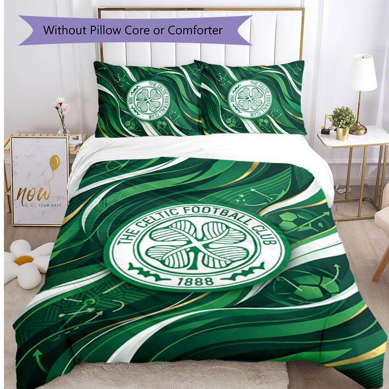 Celtic FC Printed 3PCS Bedding Set Breathable Duvet Cover with Pillowcases Decorative Bed Linen for Bedroom Home