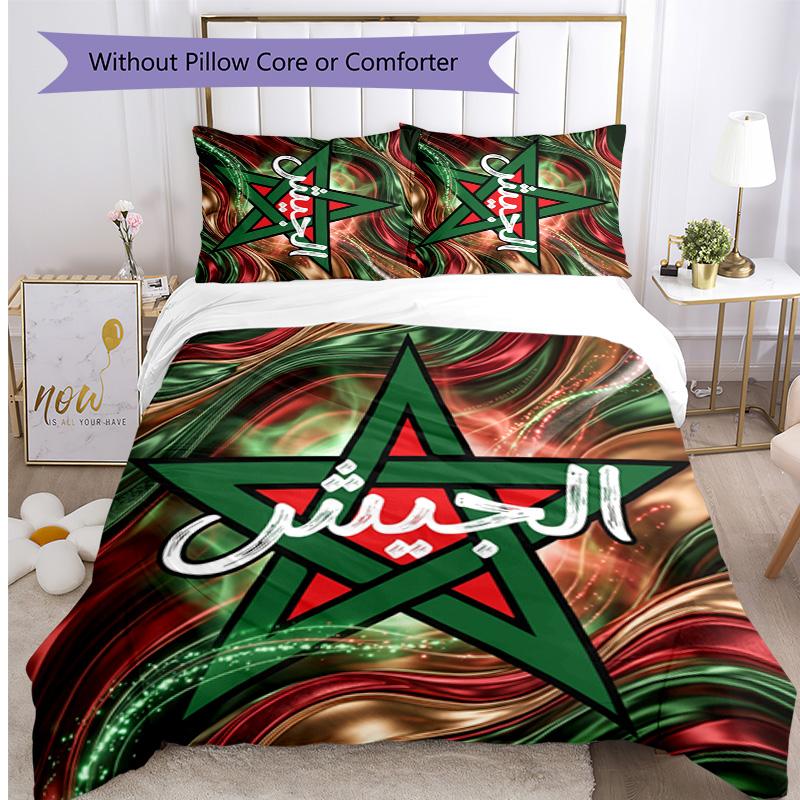 Morocco Football Printed Bedding 3 Piece Set Cozy Breathable Bed Cover Set as Housewarming Holiday Gift