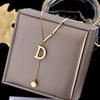 Necklace Women's Design Sense Light Luxury Simple Versatile Letter D Pendant Short Temperament Sweater Chain