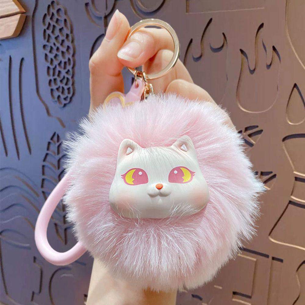 PVC Cat Plush Keychain Backpack Charms Kitten Car Keyring Cute Cat Plush Pendant Decoration