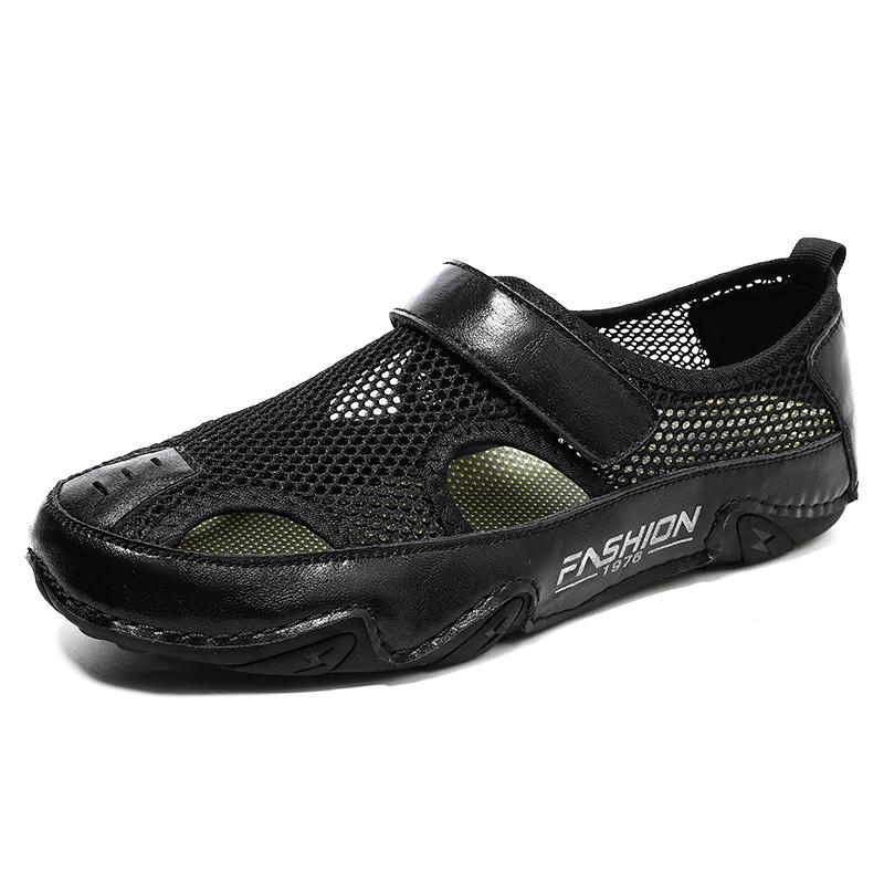 Модные, популярные мужские летние дышащие и удобные мужские туфли, уличные пляжные сандалии, сетчатые, удобные летние уличные туфли