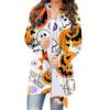 Halloween Jacket Long Sleeve Open Stitch Soft Stylish Cat Printed Pumpkin for Party