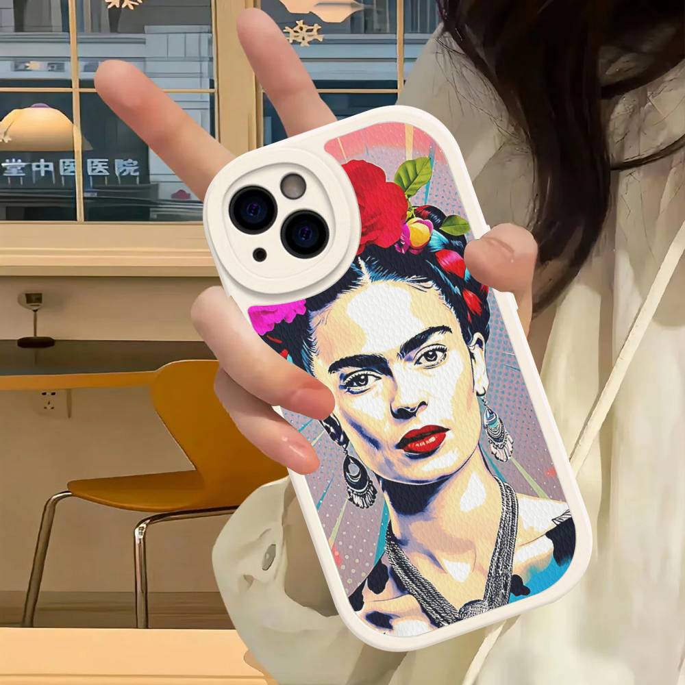 Fashion F-Frida K-KahlosS Leather Phone Case For IPhone 16 15 14 13 11 12 Pro Max Mini Plus Back Cover