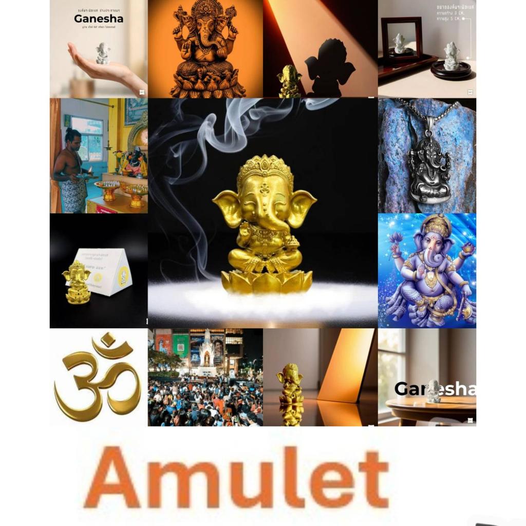 Ганеша Голова слона Индуизм Бог Статуя Мощный Амулет Удачи Талисманы Ювелирные изделия Винтаж Защита Здоровья Удача Богатство