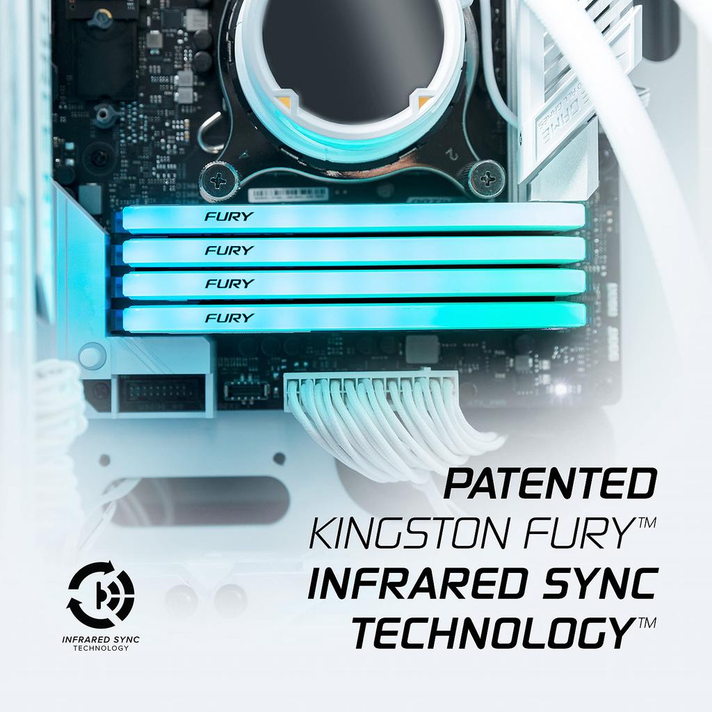 Kingston FURY Настольный ПК Белый DDR4 16 ГБ x Kingston FURY Beast с пожизненной гарантией Память, 3600 МТ/с, 2, RGB, CL18, KF436C18BWAK2/32,