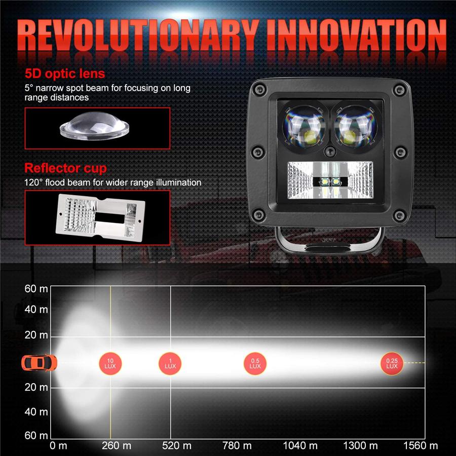 2 шт. 128 Вт 12800 лм CREE светодиодные фары-поды 3 дюйма Внедорожные фары Светодиодные фары для вождения