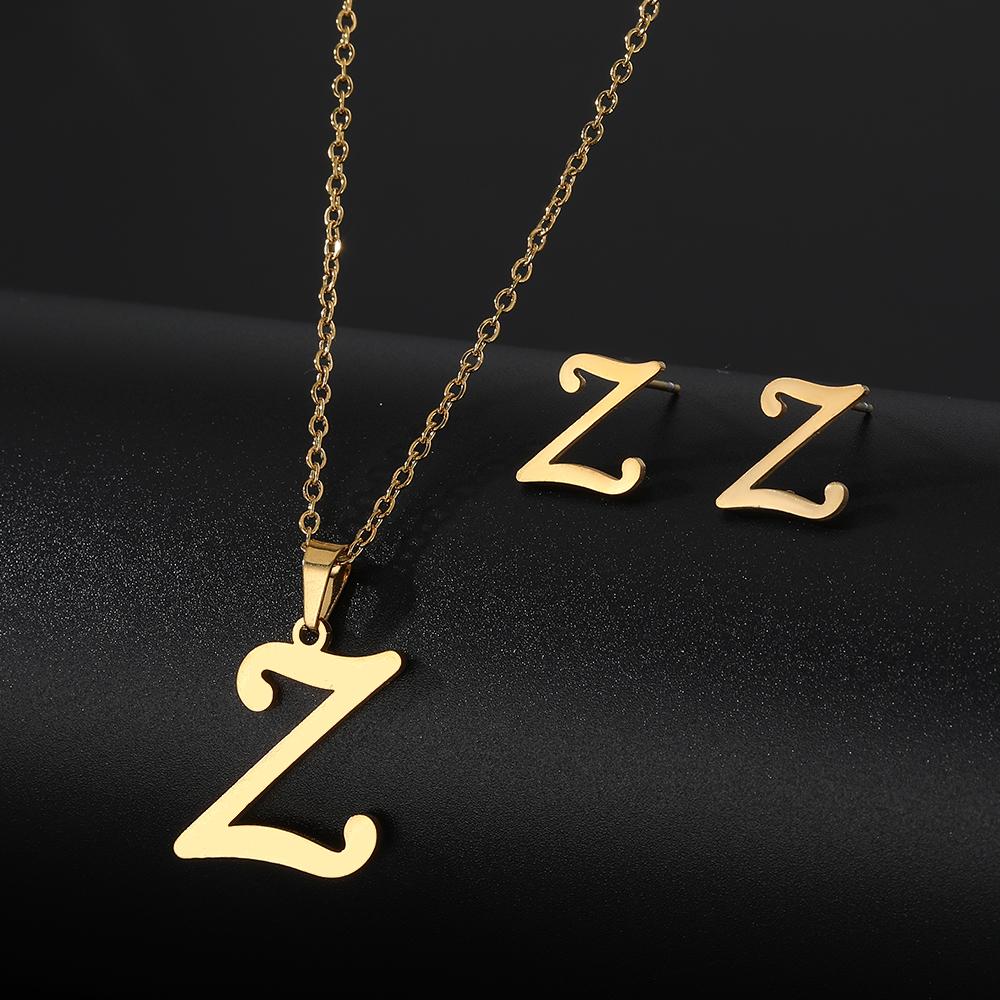 2023 Новые студенческие серьги, милые роскошные серьги-ожерелья, набор серег с буквами AZ, ожерелье, серьги, набор украшений, комплект из трех частей, серьги