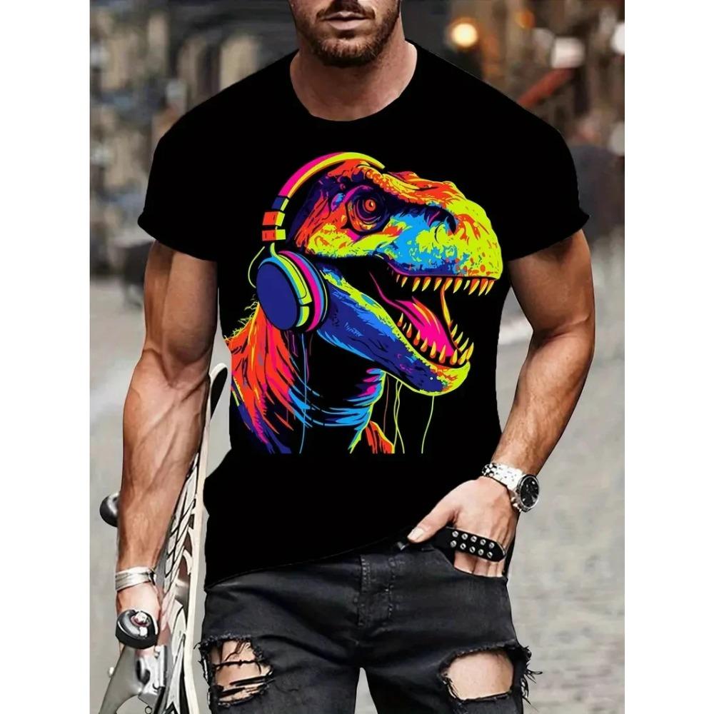 Мужская футболка с принтом 3D динозавра, хип-хоп, уличные топы в стиле Харадзюку, детская футболка большого размера с коротким рукавом, летняя модная футболка