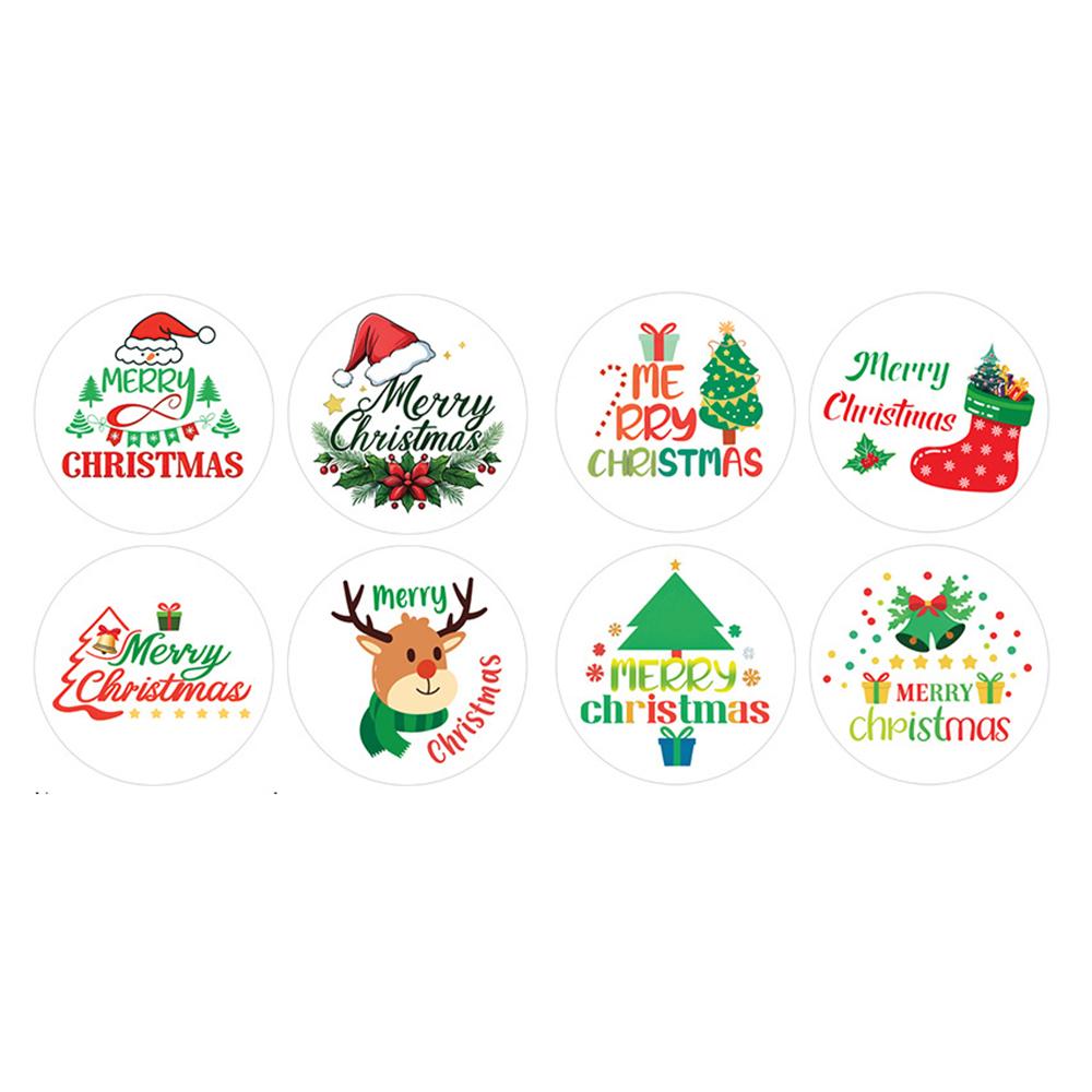 100-500pcs Christmas Tree Santa Claus Merry Christmas Stickers 2.5cm Thank You Stickers for Gift Sealing Holiday Candy Bag Decor
