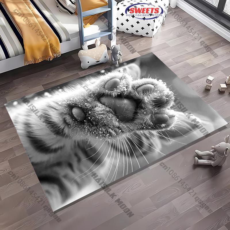 1PC Funny Cat Paw Printed Carpet Rug for Living Room Bedroom Entrance Door Decor Mat, Kids' Play Non-slip Mats Next Day Shipping