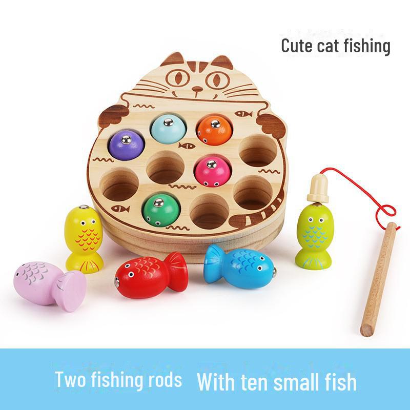 CPC Kids Магнитная игра «Рыбалка с котятами» – деревянная развивающая игрушка для тренировки концентрации