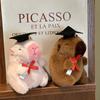 Adorable Plush Capybara Keychain For Graduates With Cute Doctor Outfit In Pink