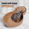 Reptile Bathing Pool Tortoise Food And Water Feeder Bowl with Ramp Reptile Feeding Dish Aquarium Ornament for Gecko Snake Turtle Bearded Dragon Lizard