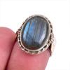 Натуральный лабрадорит, двухцветное серебро 925 пробы, ювелирное кольцо, размер 6 D2b39