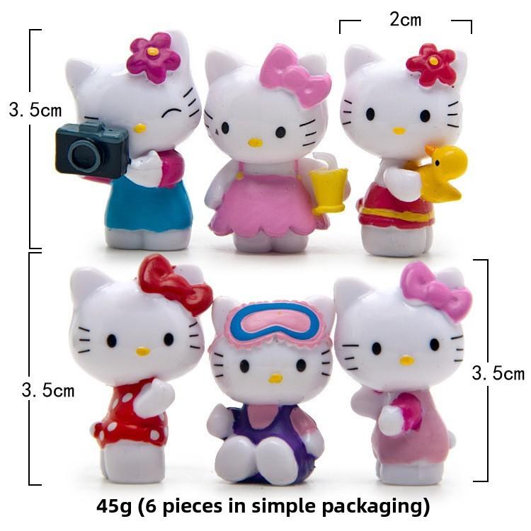 6pcs Hello Kitty Entertainment Scene Mini Model Ornament Set For Gift And Decoration