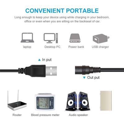 USB 5 В к DC 9 В 12 В Кабель питания для роутера, колонки, USB к DC 5.5x2.5 мм, 8 разъемов, Зарядный кабель, Шнур питания, Вилка