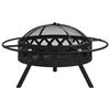 VidaXL Fire Pit with Poker, Barbecue Fire Pit with Bowl, Camping Fire Pit with Lid, Fire Pit with Ring Garden 360058